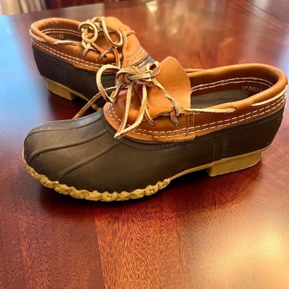EEUC Women's L.L. Bean Rubber & Leather Shoes Low Boot Brown & Tan Size 6 - Picture 1 of 4